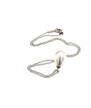 collana acciaio con pendente perla goccia
