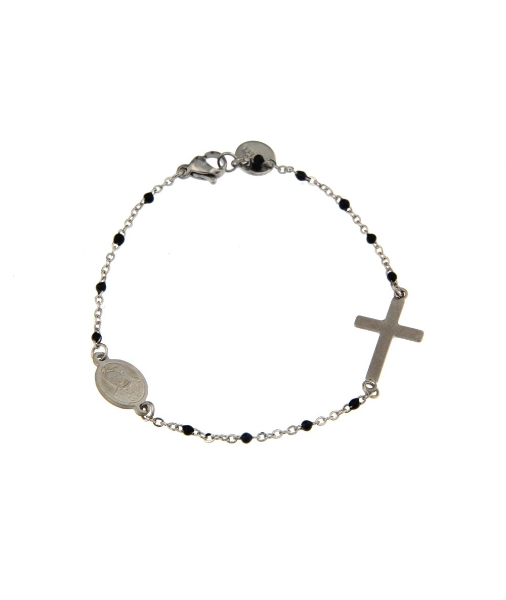 bracciale rosario donna catena smaltata colore nero