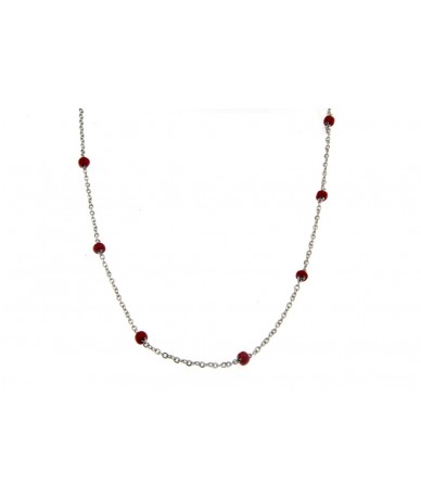 collana acciaio con sfere rosse