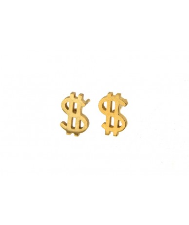 orecchini dollaro in acciaio finitura oro