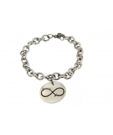 bracciale acciaio con pendente cuore scritta infinito friends forever