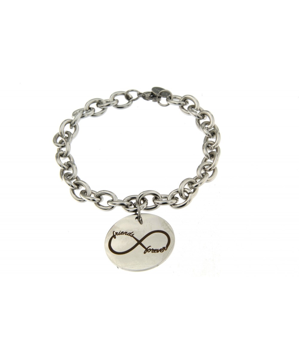 bracciale acciaio con pendente cuore scritta infinito friends forever