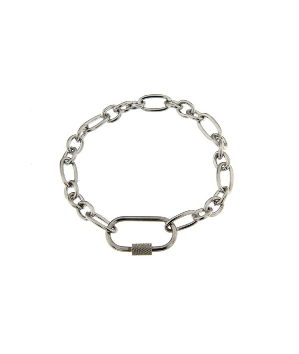 bracciale catena in acciaio inox con chiusura moschettone a vite