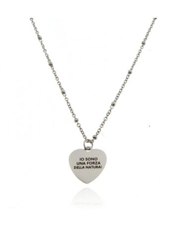 Gioielli Acciaio Inox Remmo&Love Collana Con Ciondolo Cuore In Acciaio Inox, Scatola Regalo Incisa - Ideale San Valentino Ciondolo Cuore Acciaio Inox Regalo San Valentino