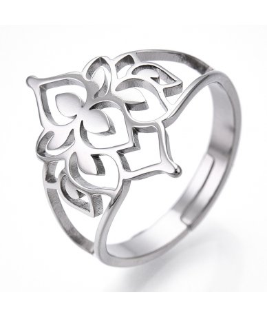 Anello con fiore di loto in...