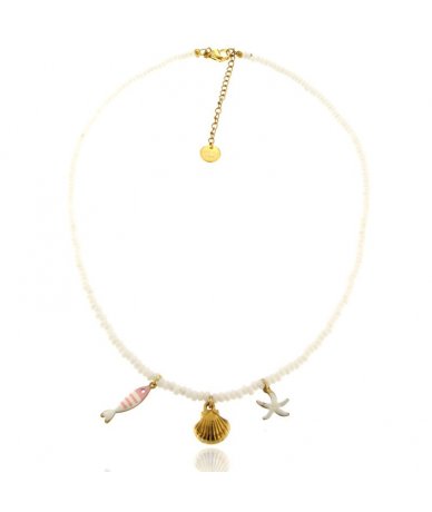 Collana bianca con perline...