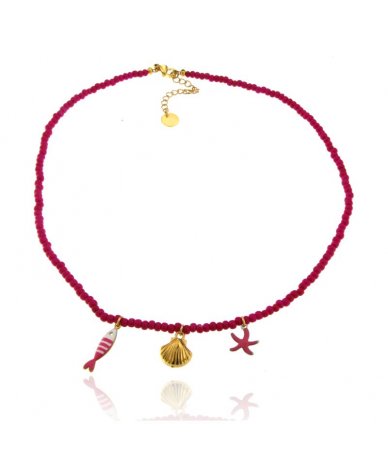 Collana fucsia con perline...